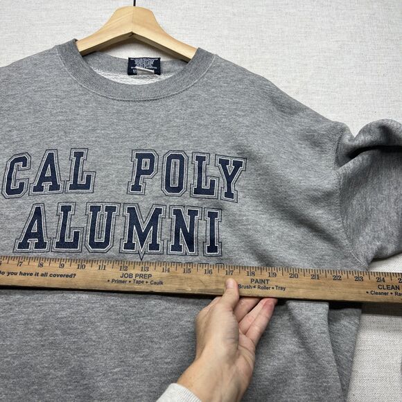 Vintage Cal Poly JanSport Sweatshirt L Gray Alumni San Luis Obispo USA 90s FLAWS - Picture 4 of 16